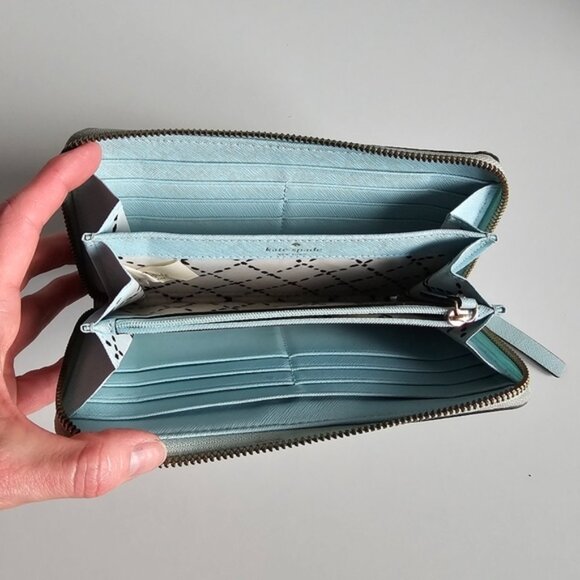 Kate Spade Neda Newberry Lane Zip Around Wallet Mint Green - Picture 4 of 14